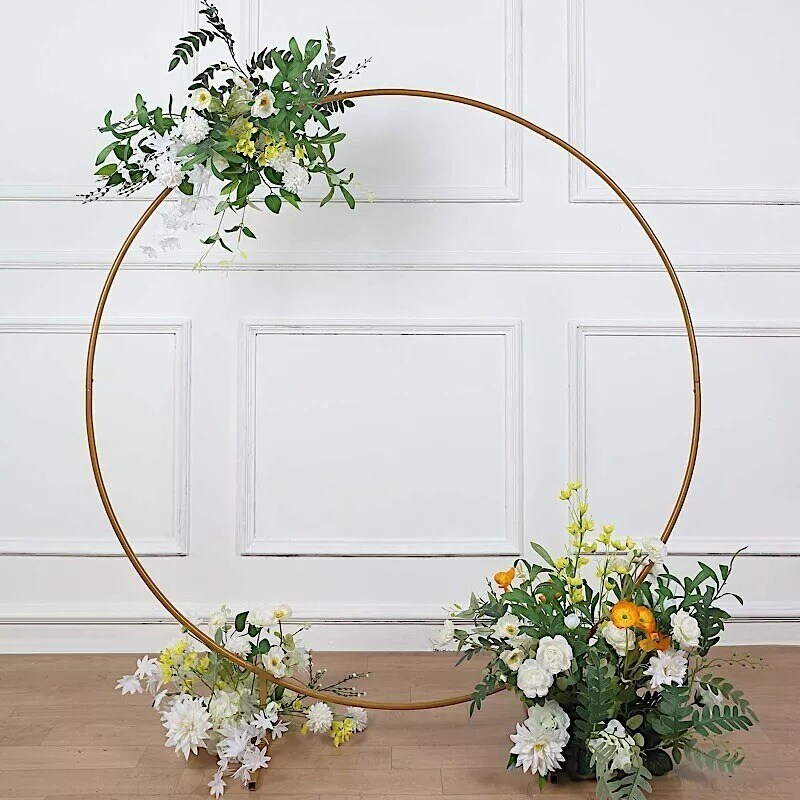 5 ft Gold Balloon Circle Metal Frame Wedding Arch Backdrop Stand Party Supplies