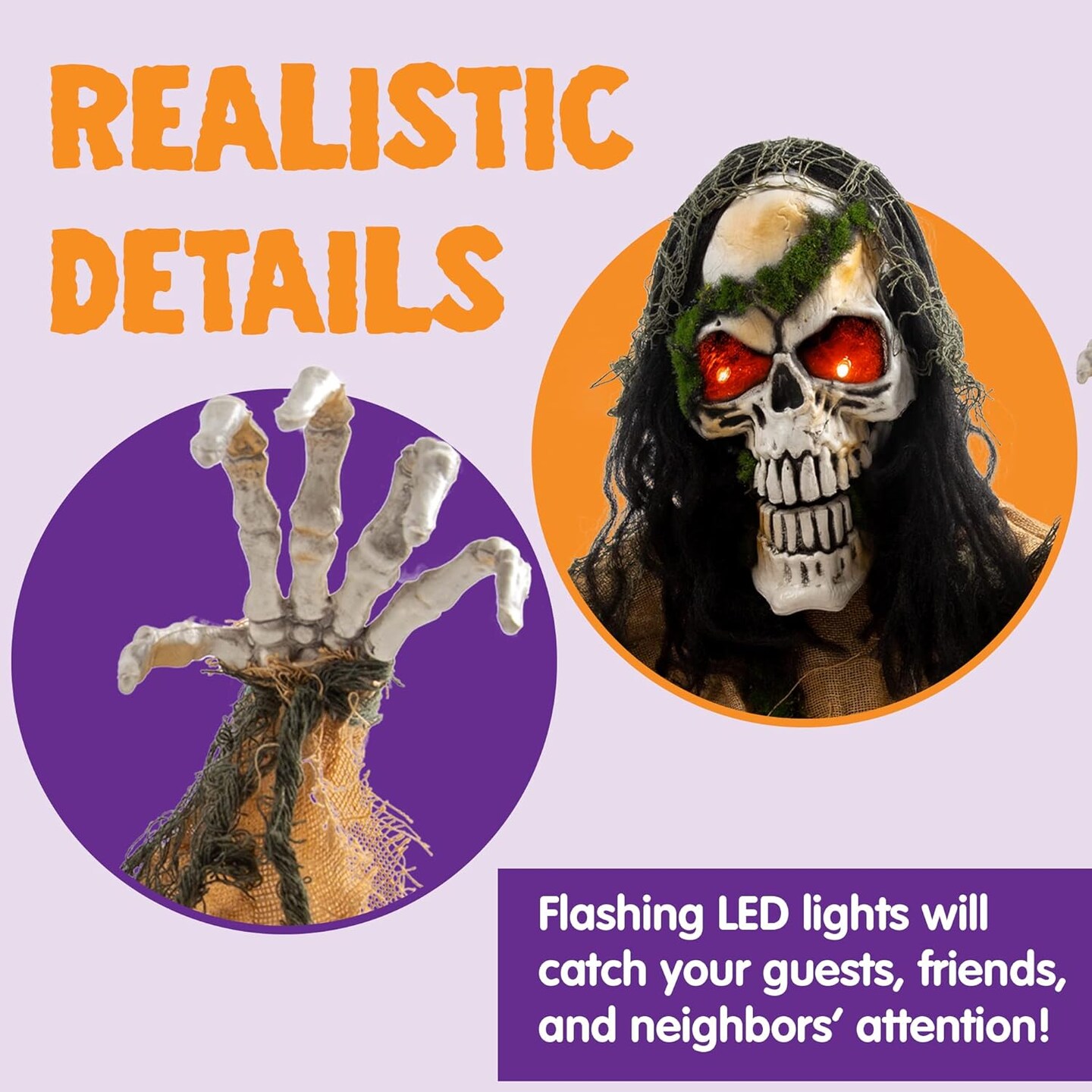 Zombie Groundbreaker, Light-up Skeleton Zombie Groundbreaker Prop with Creepy Sound for Halloween Outdoor, Lawn, Yard, Patio Decoration, Haunted House Decoration