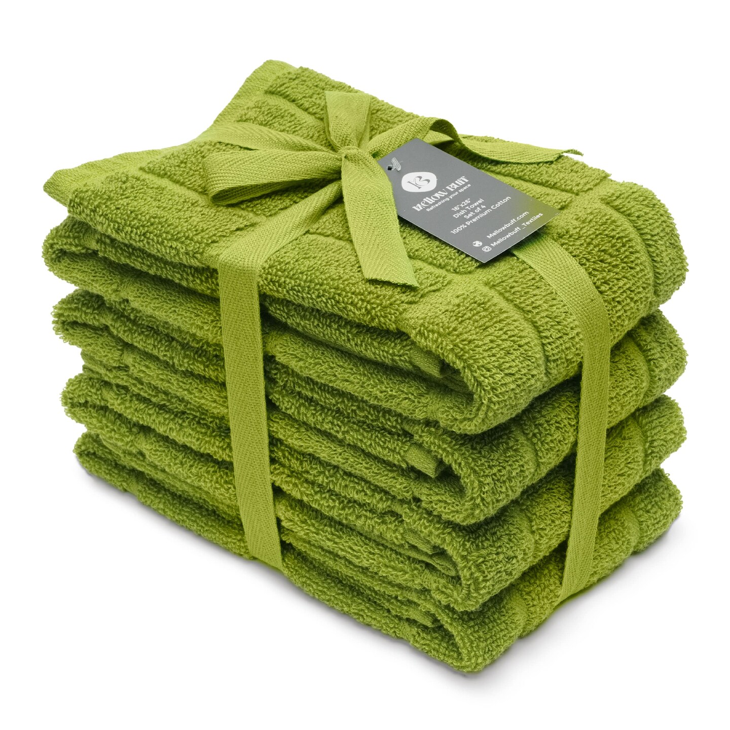100% Cotton Terry Dish Towels, 4 Pack Plain, 16 x26 Inches, Super Soft and Absorbent Kitchen Towels, Perfect for Kitchen Cleaning and Dish Washing | Green