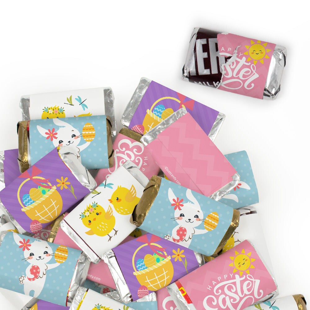 102 Pcs Easter Candy Favors Miniatures Chocolate - No Assembly Required - Bunny, Eggs & Chicks