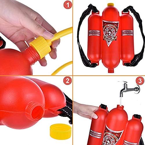 4E's Novelty Firefighter Backpack Water Gun – Water Soakers for Kids, Tank with Hose Shooter for Outdoor, Pool Play & Fireman Pretend Play