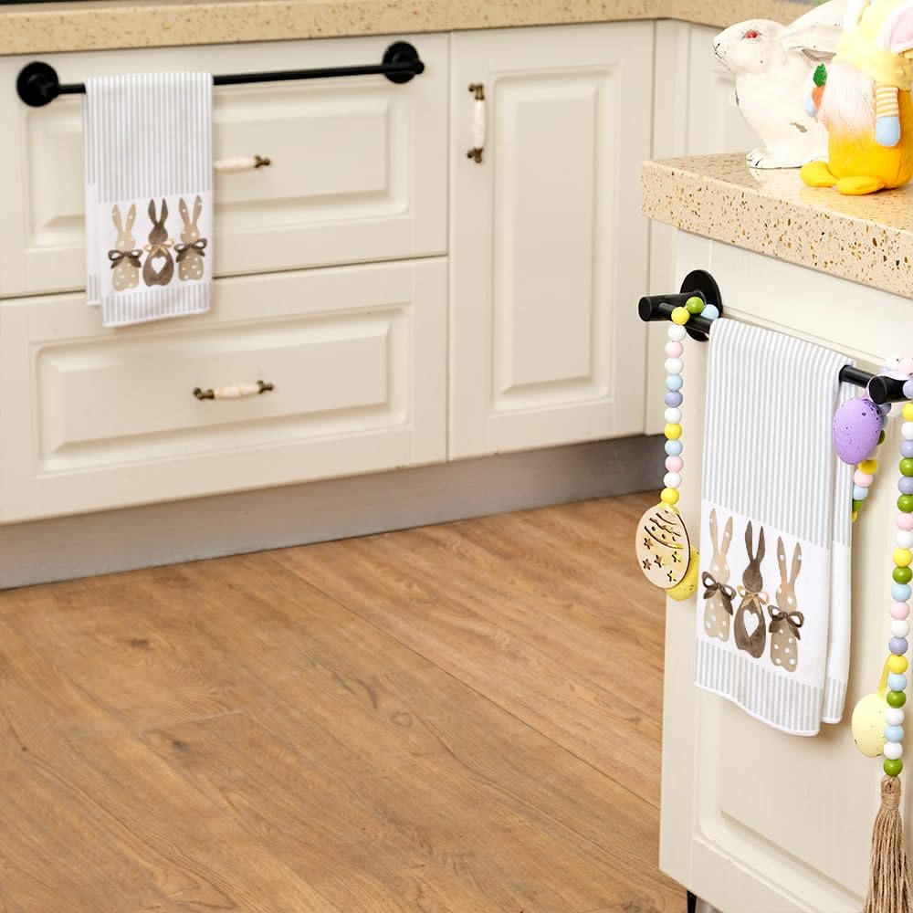 Easter Kitchen Towels Set of 2,Beige Bunny Dish Towels 18x26 Inch Drying Dishcloth,Farmhouse Home Seasonal Spring Decorations AD220