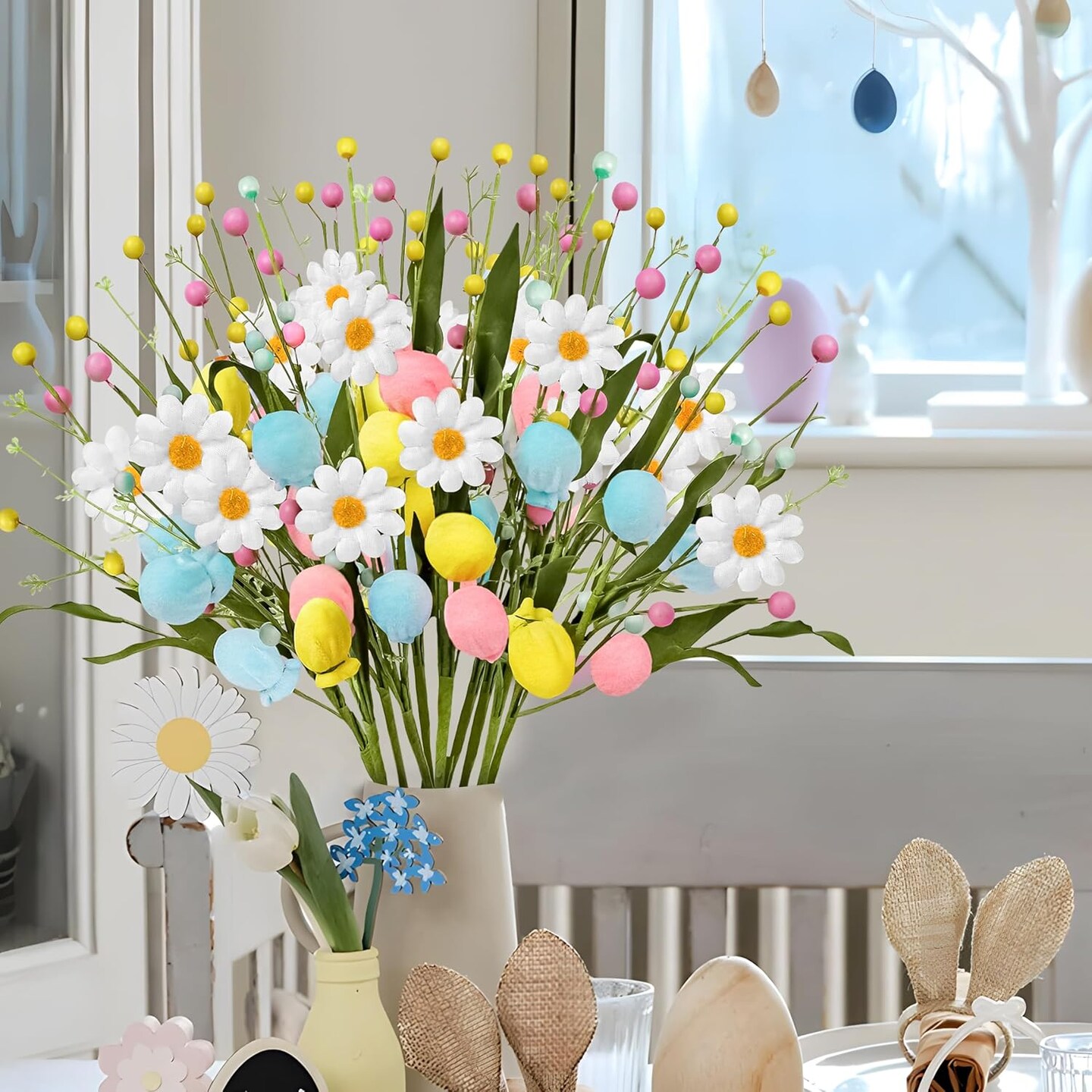 10 pcs Easter Egg Picks – Artificial Spring Floral Stems for Table & Vase Decor