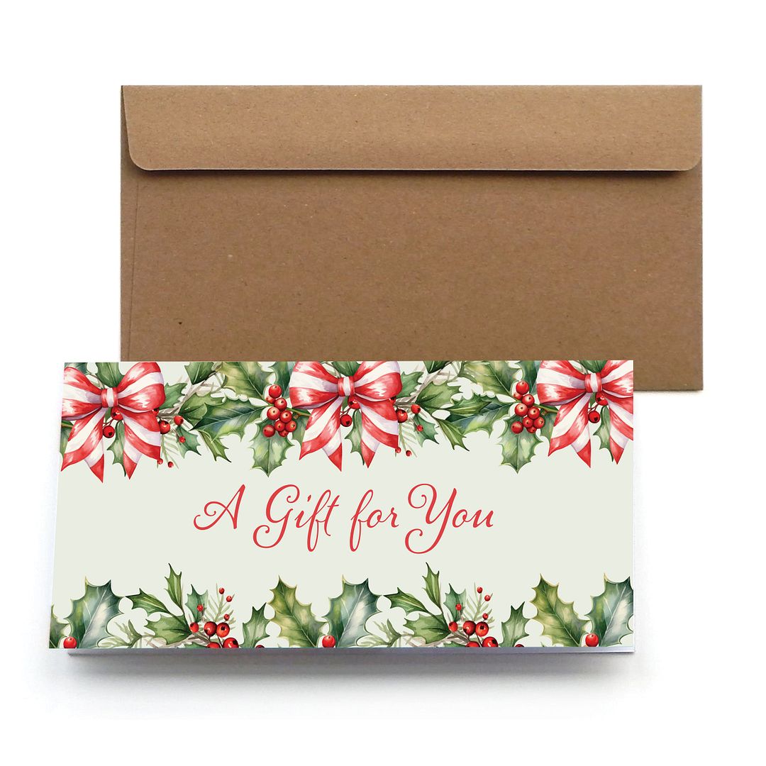 Great Papers! Holly &#x26; Holiday Bow Gift/Money Card Holders with Envelopes, 6.5&#x22; x 11&#x22;, 12 Count