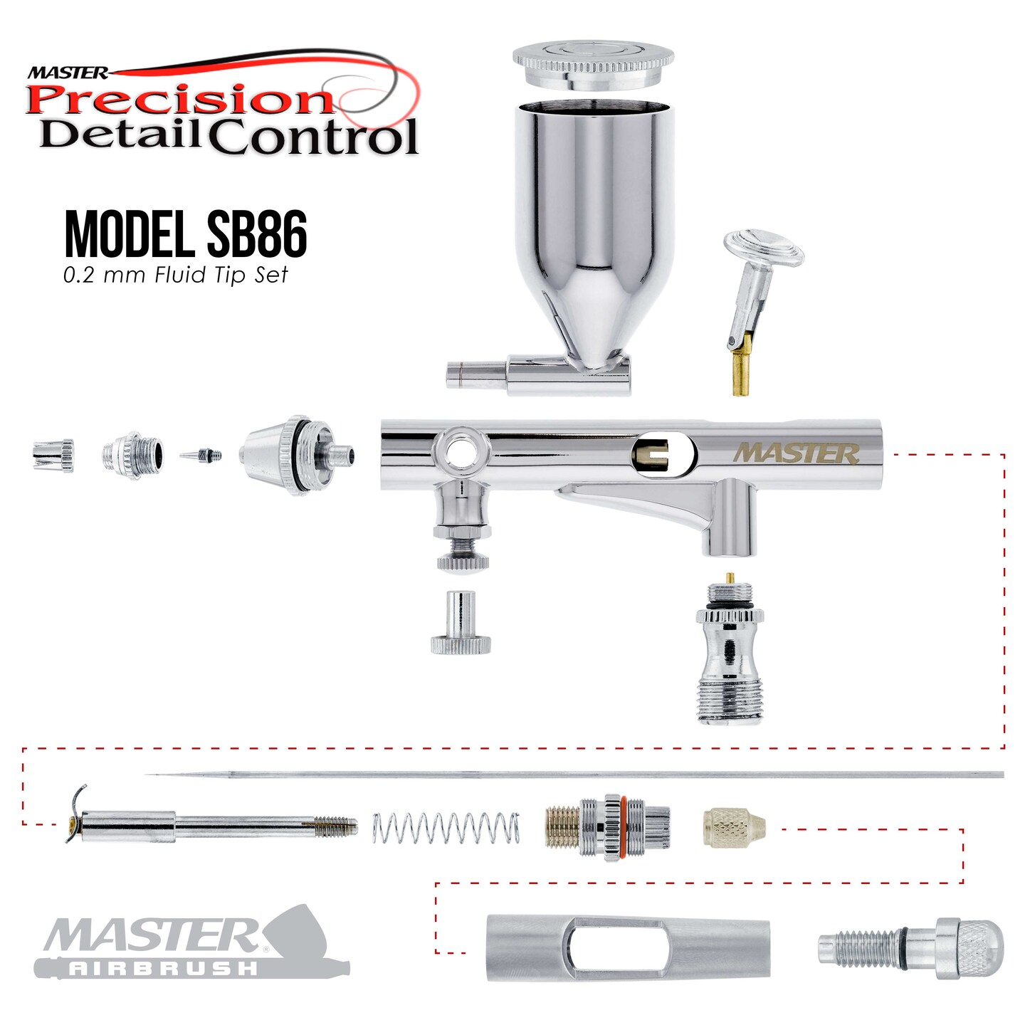 High Precision Detail Control Dual-Action Side Feed Airbrush Set with Twin Cylinder Piston Airbrush Compressor with Air Storage Tank