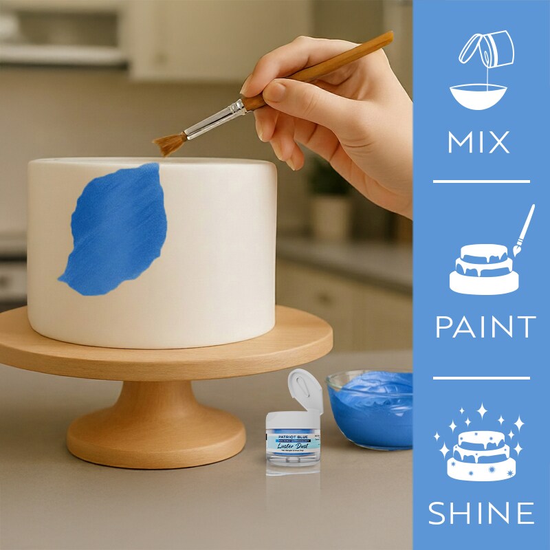 Bakell - Patriot Blue Luster Dust (4g, 1x Jar) Edible Vegan Dust & Paint for Baking, Desserts and Beverages