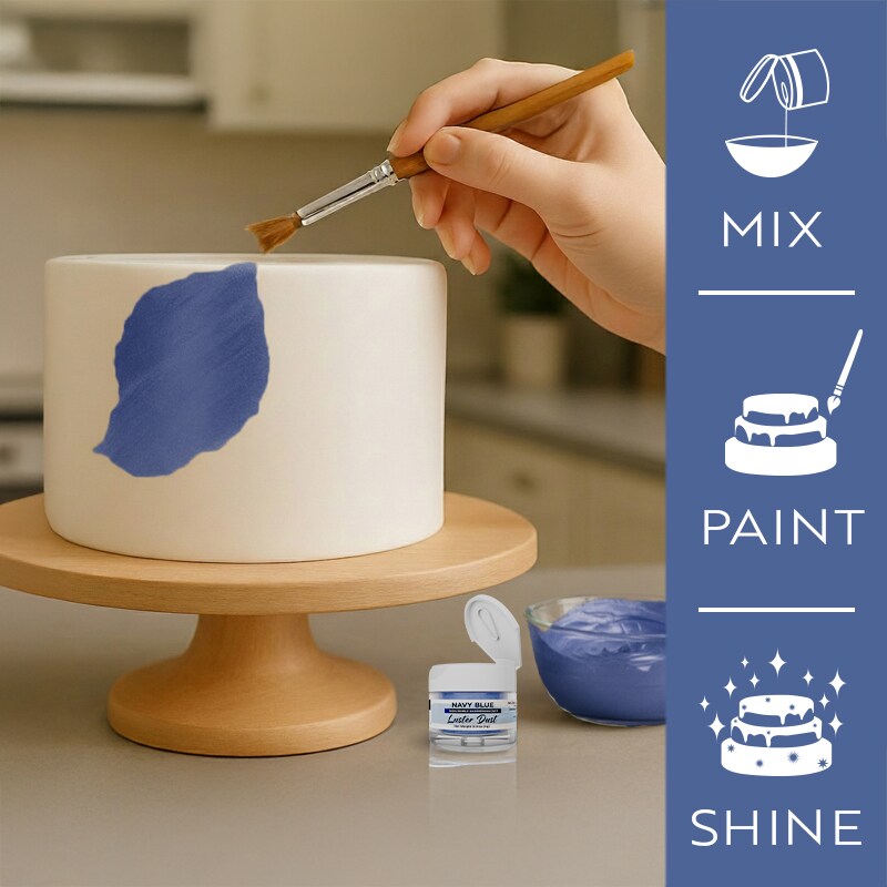 Bakell - Navy Blue Luster Dust (4g, 1x Jar) Edible Vegan Dust & Paint for Baking, Desserts and Beverages