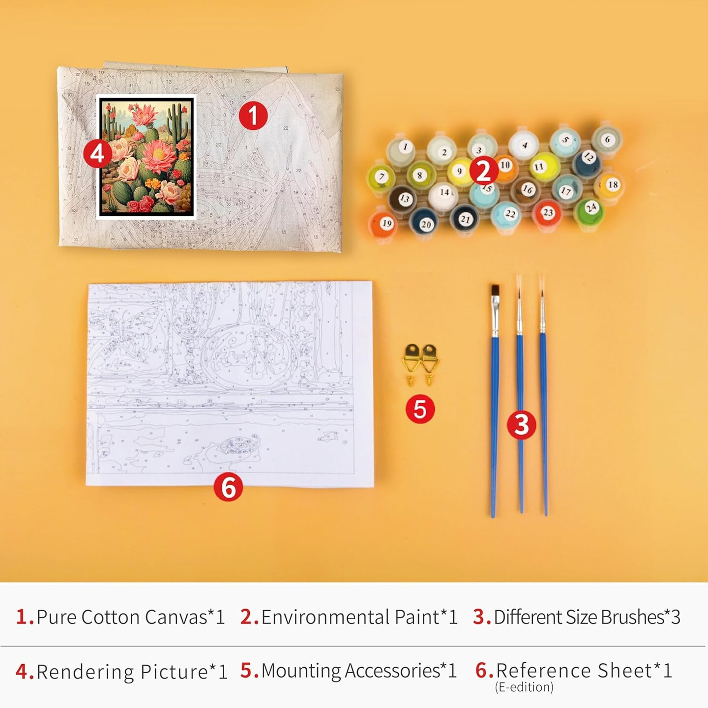 Cactus Paint by Number Desert Landscape Adult Paint by Number Kits on Canvas DIY Paint