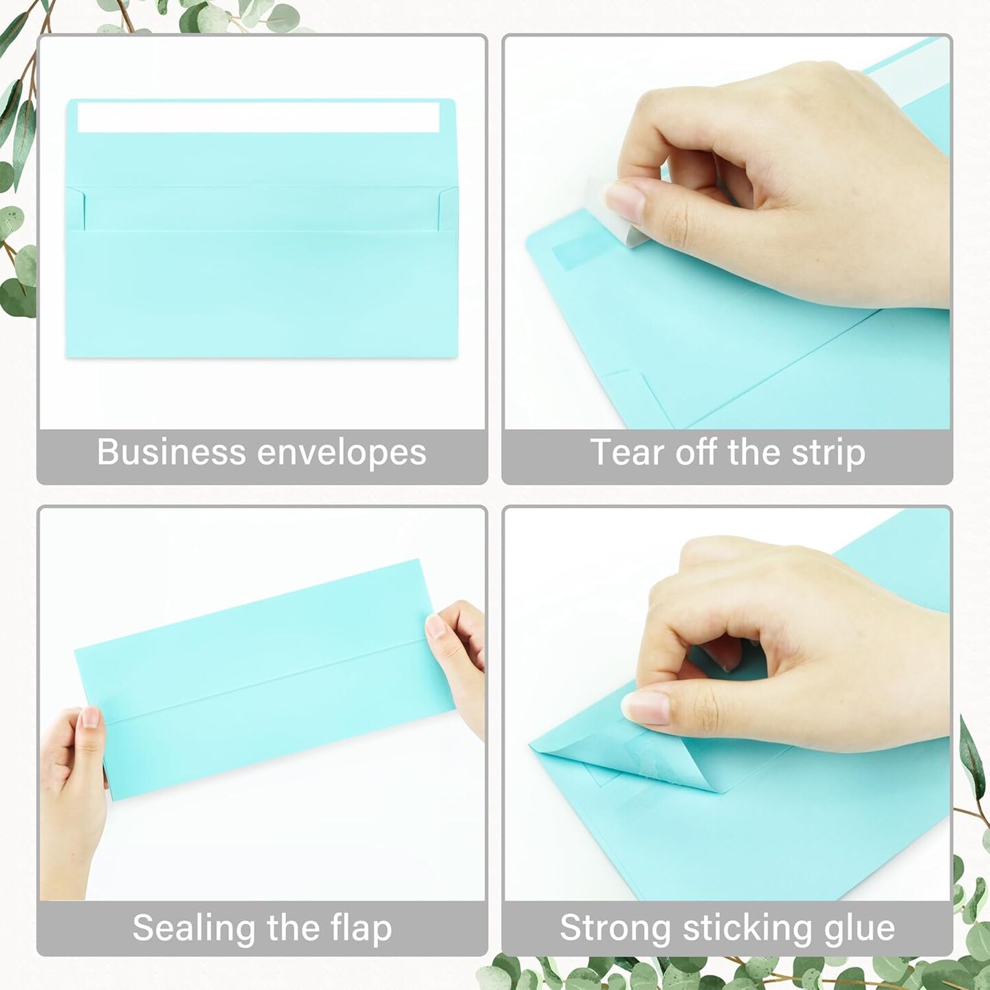 50 Pack #10 Business Envelopes, Self Seal Standard Light Blue Envelopes for Secure Business &#x26; Legal Mailing, Office, Checks, Letter, Invoices, 4 1/8 x 9 1/2 Inches