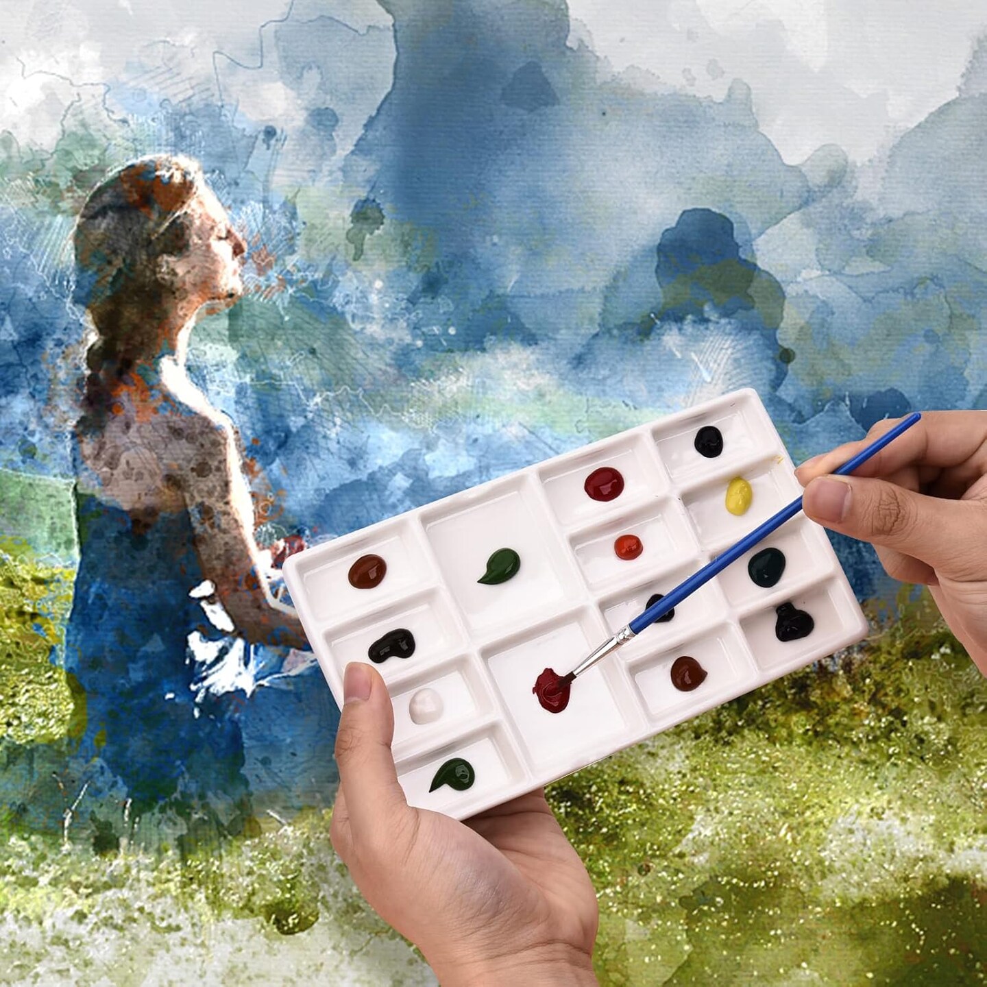 Art Paint Tray Palette, Plastic Pallet for Adults & Kids for Painting, DIY Craft