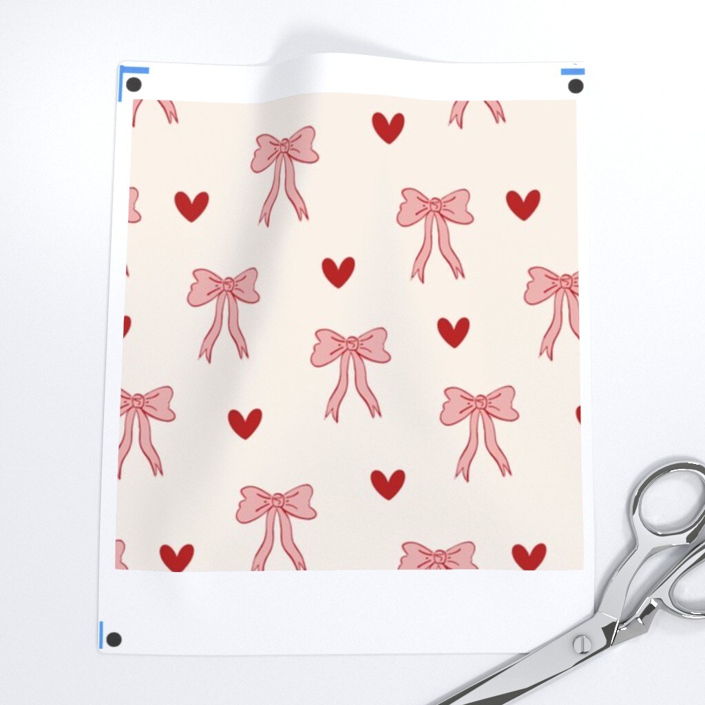 Coquette Valentine'S Day Preppy Pink Red Bows Hearts Romance Girls Love Valentine Vintage Classic Novelty Simple Custom Printed Fabric by Spoonflower Various Fabrics by the Yard or Fat Quarter