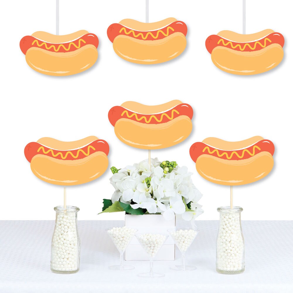 Big Dot of Happiness Hot Dog Paper Cutouts, Double-Sided Summer Birthday BBQ Picnic Party Essentials - Set of 20