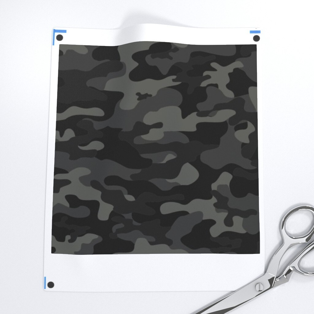Camo Black Gray Camouflage Athletic Custom Printed Fabric by Spoonflower Various Fabrics by the Yard or Fat Quarter