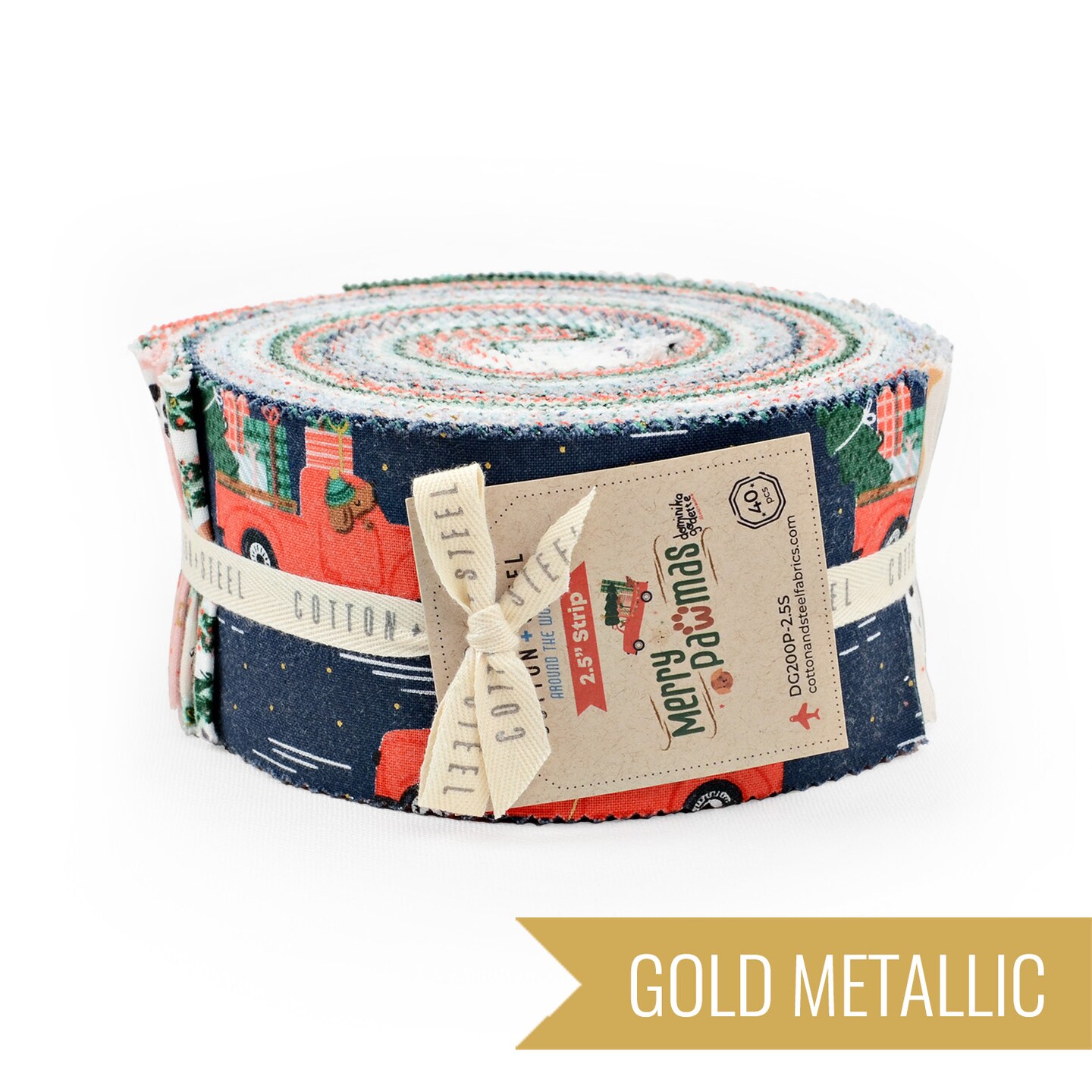 Merry Pawmas 2.5" Strip Roll (Jelly Roll) by Cotton+Steel (DG200P-2.5S)