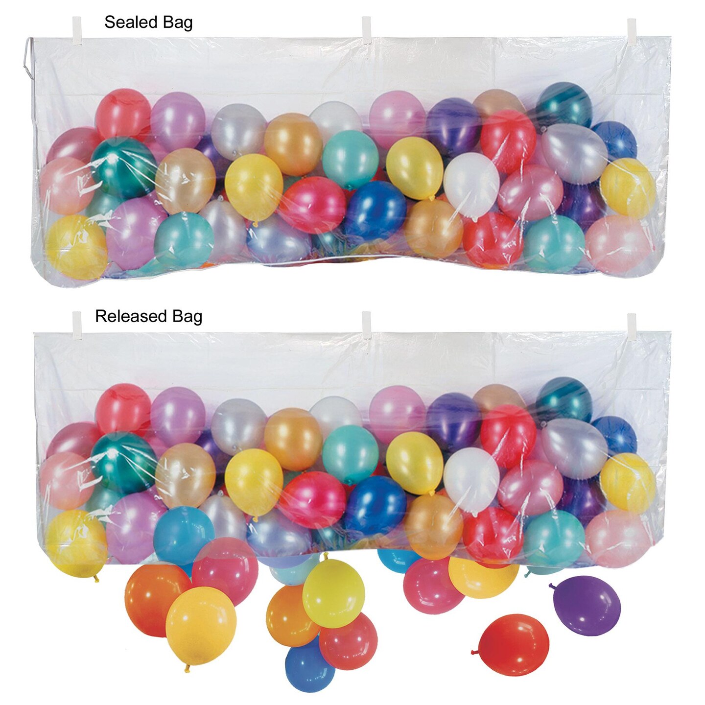 12 Pack Bulk New Year's Eve Plastic Balloon Bag w/ 100 Balloons