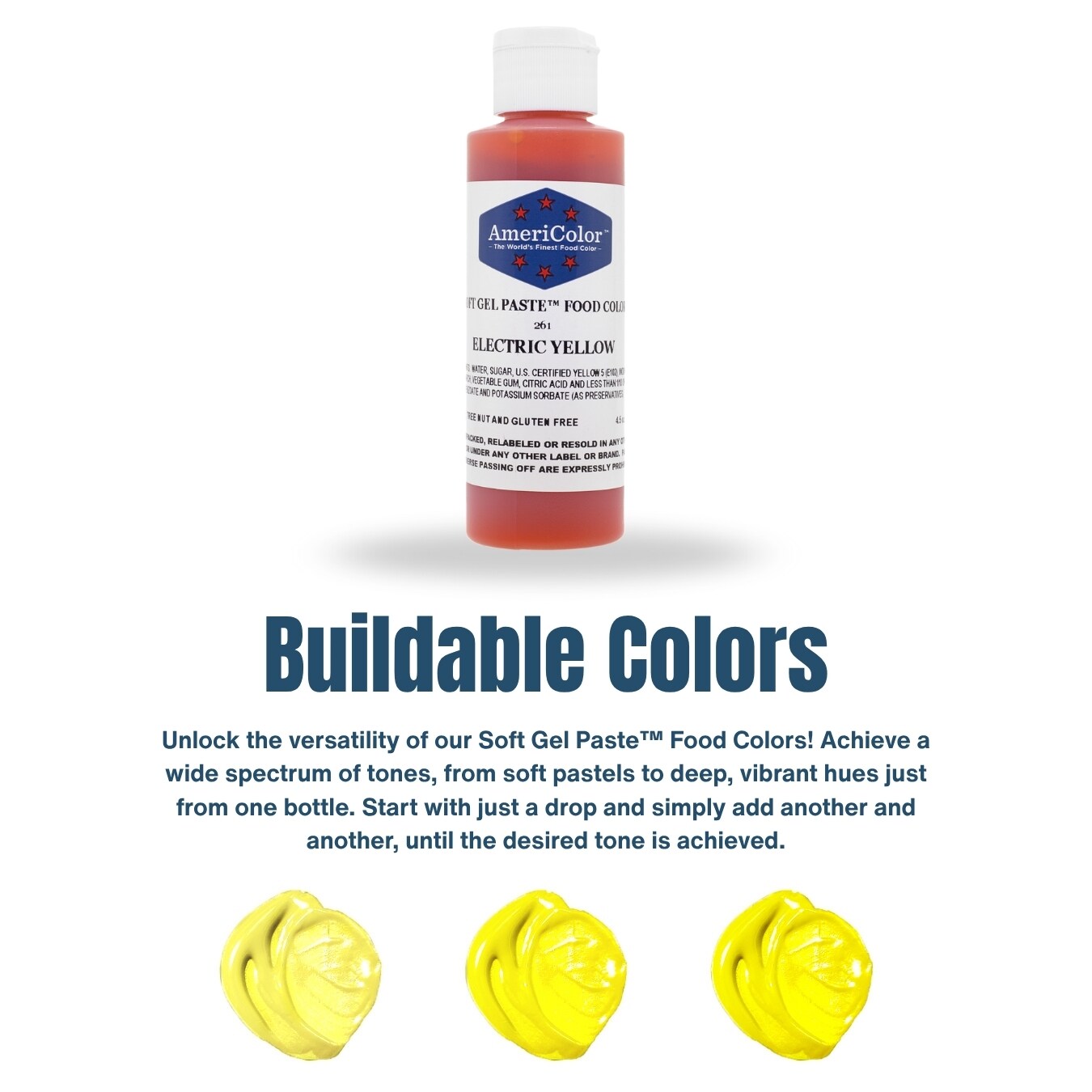 AmeriColor, Electric Yellow, 4.5 Ounce, Soft Gel Paste Food Color