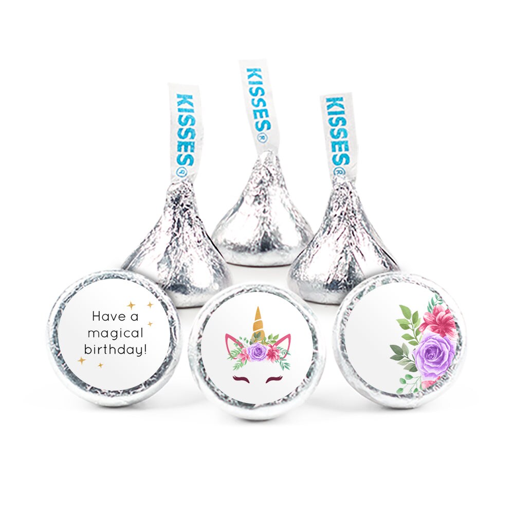 324ct Unicorn Birthday Stickers for Hershey's Kisses Party Favors DIY Kids Birthday Supplies (324 Count) - 3/4" - By Just Candy