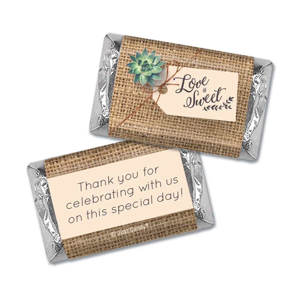 68 Pcs Wedding Candy Hershey's Chocolate Party Favors by Just Candy (20oz) - Rustic Succulent