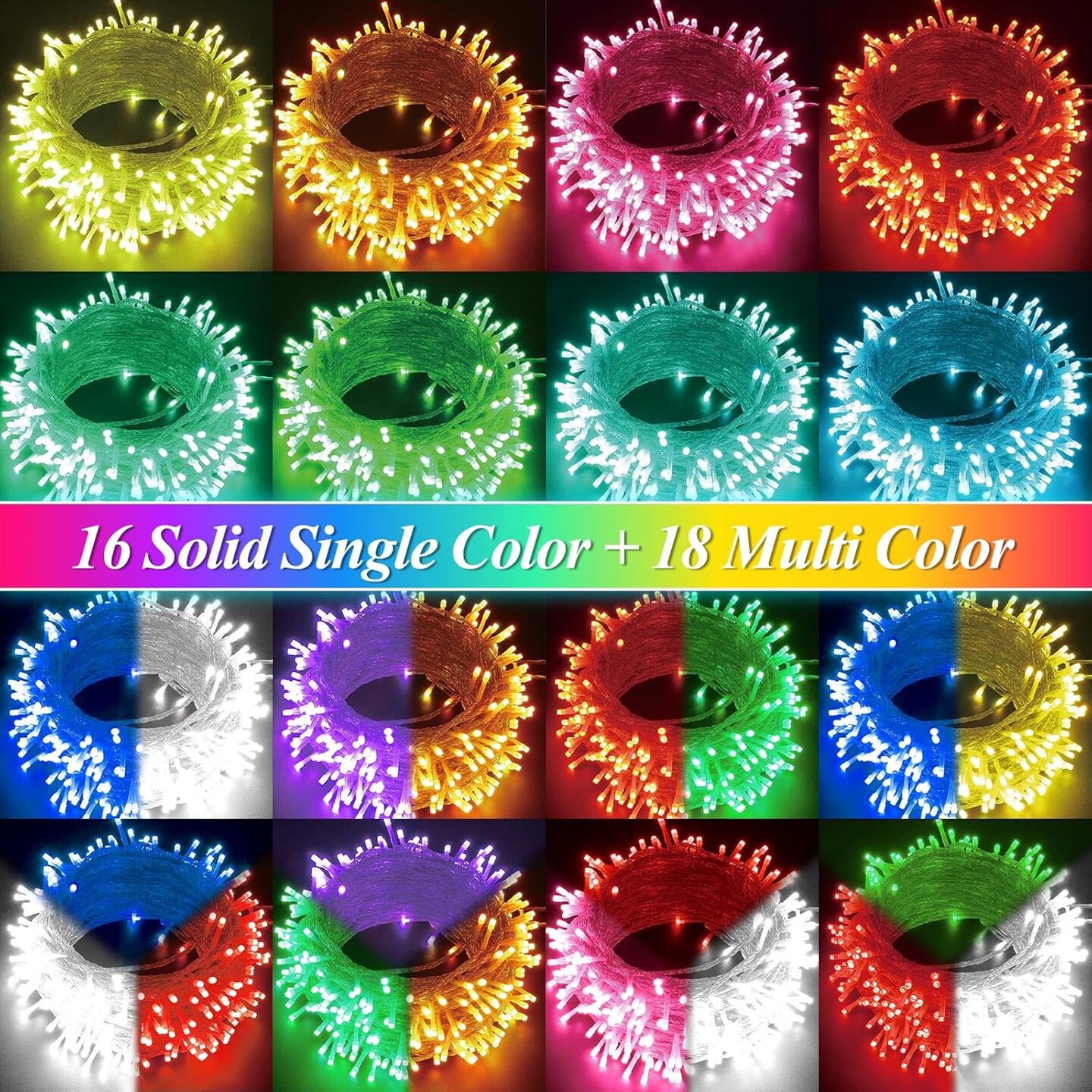 Color Changing Christmas Lights, 34 Colors 66Ft 200 LED Christmas String Lights with Remote, Connectable Plug in Christmas Tree Lights Indoor Outdoor Party for Patriotic 4th of July Decoration