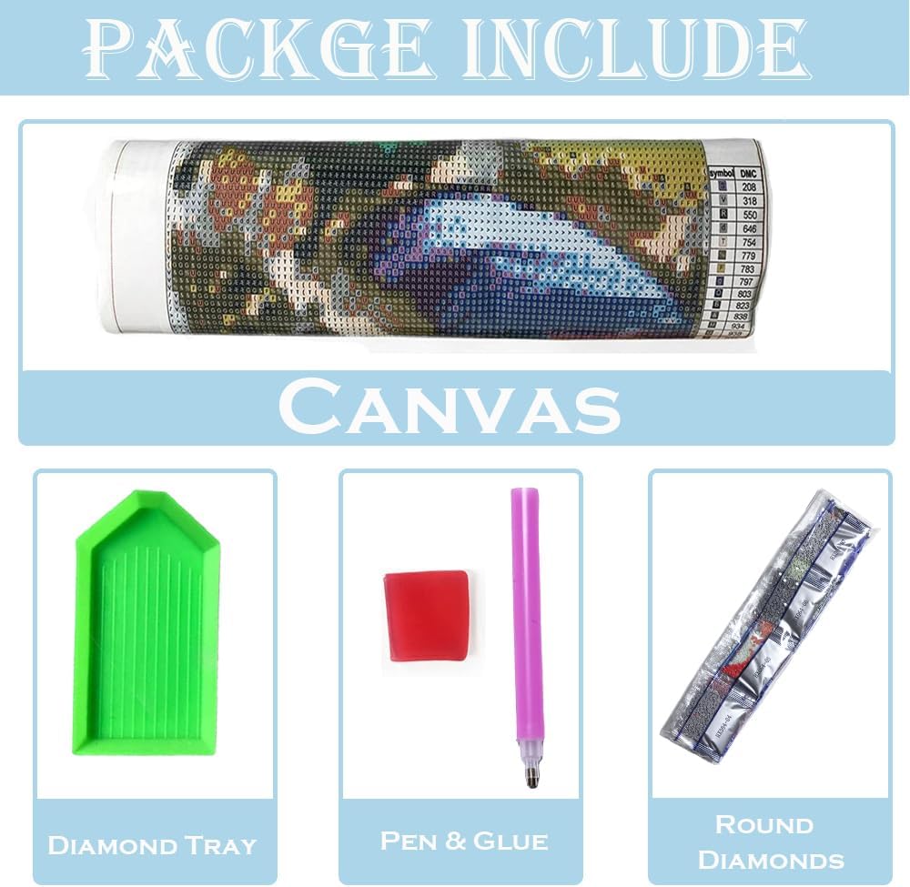 Diamond Art Kits for Adults Full Drill Round Diamond Painting Kits for Beginners Craft Kits for Home Wall Decor Gifts 11.8x15.7inch(Wolves)