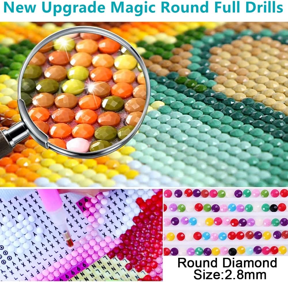 American Native Indian Girl and Wolf DIY 5D Diamond Painting Kits for Adults Round Full Drill Diamond Art Easy for Beginner Gems Cross Stitch Mosaic Craft for Home Decor 14x14inch