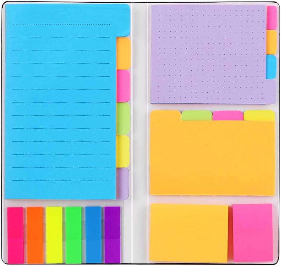 Sticky Notes Set, Hommie Colored Divider Self-Stick Notes Pads Bundle, Prioritize with Color Coding