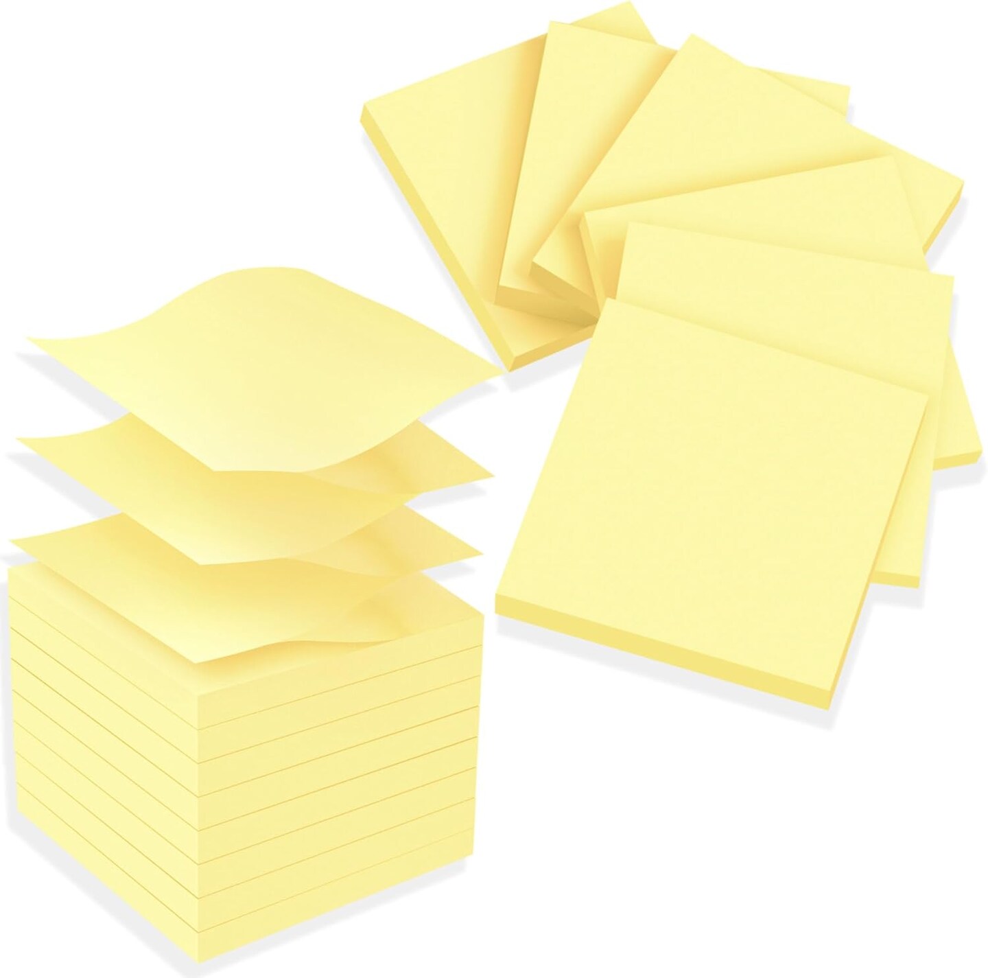 (12 Pads) Pop Up Sticky Notes Refills, Canary Yellow Strong Adhesive Post, Suitable for Home, Office, School, Clean Removal
