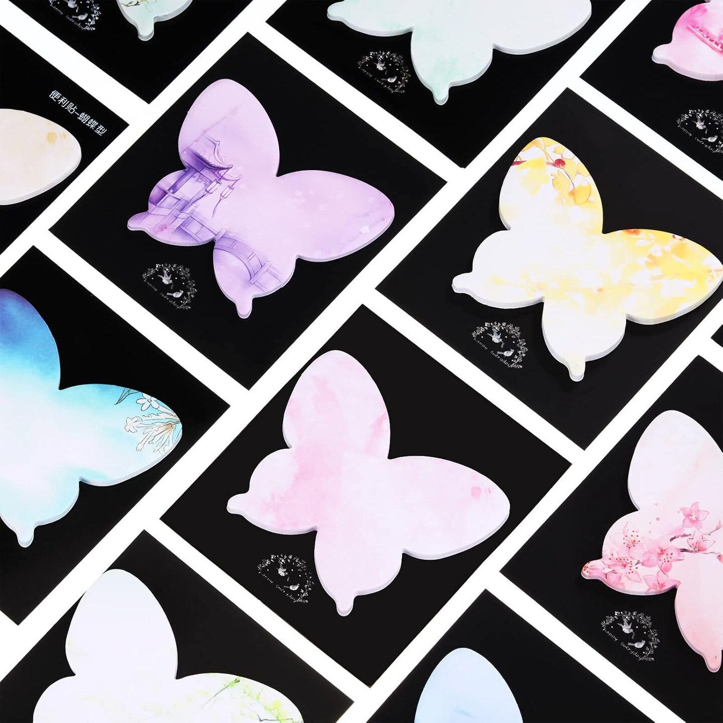 360 Pieces Sticky Notes Cute Butterfly Shaped Self-Sticky Notes Colored Watercolor Sticky Note Memo Pads for Reminders Studying School Home Family Office Supplies