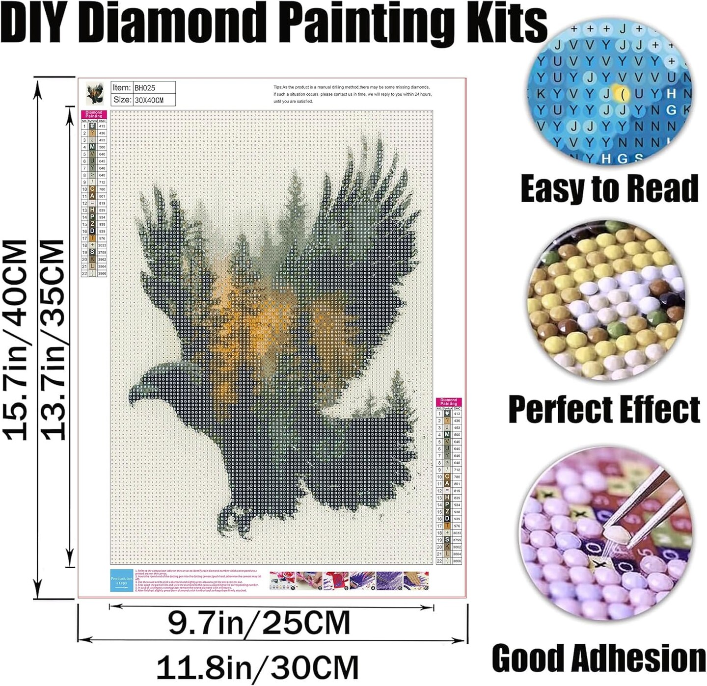 Forest Eagle Diamond Painting Kits for Adults, Animal DIY 5D Diamond Art Kits Full Drill Diamond Dots Paintings with Diamonds Gem Art and Crafts Home Decor 12x16inch