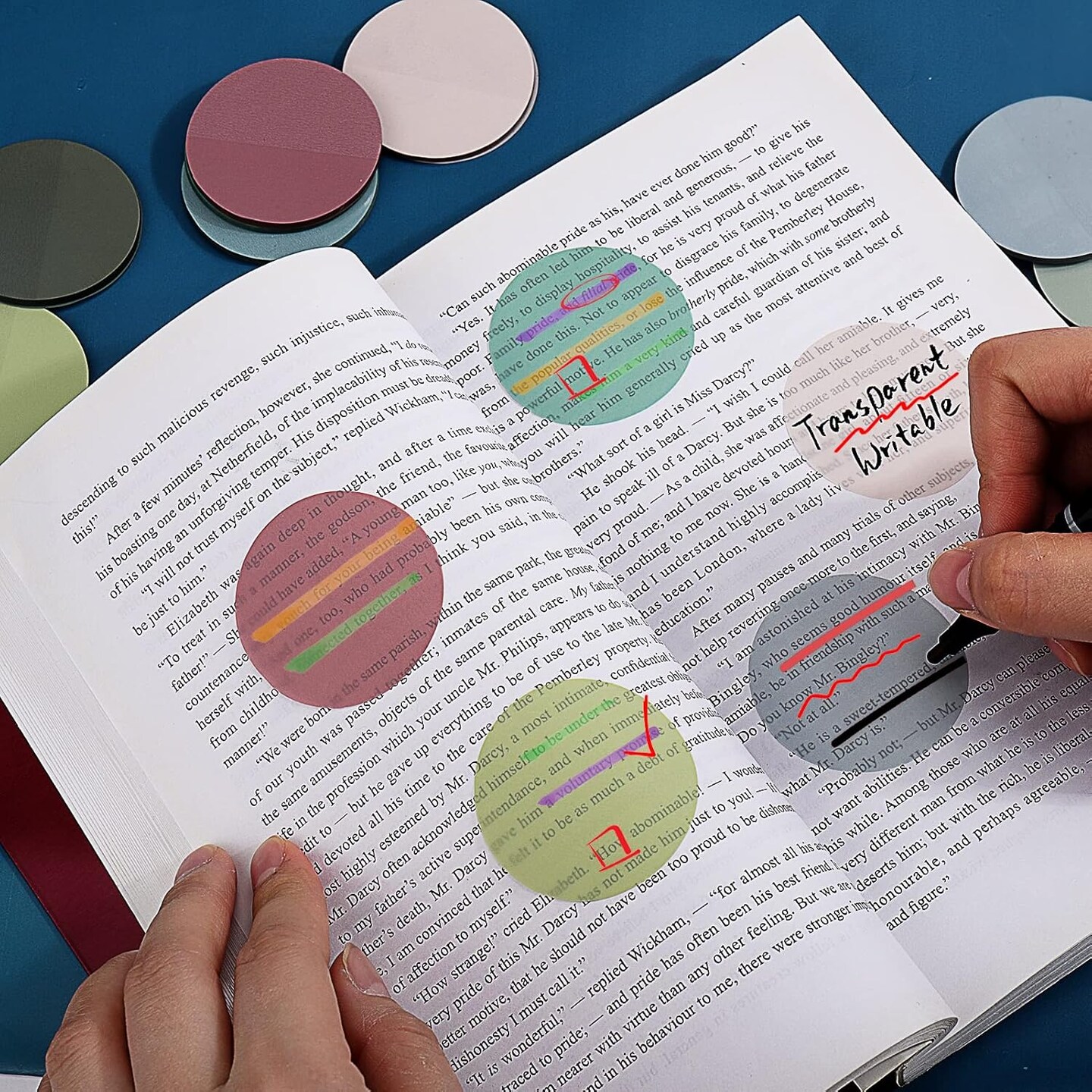Transparent Sticky Notes, 400Pcs Morandi Cute Round Clear Sticky Tabs, Translucent Book Markers Page Flags Stickers, Bible Journaling Accessories Aesthetic Office School Study Supplies