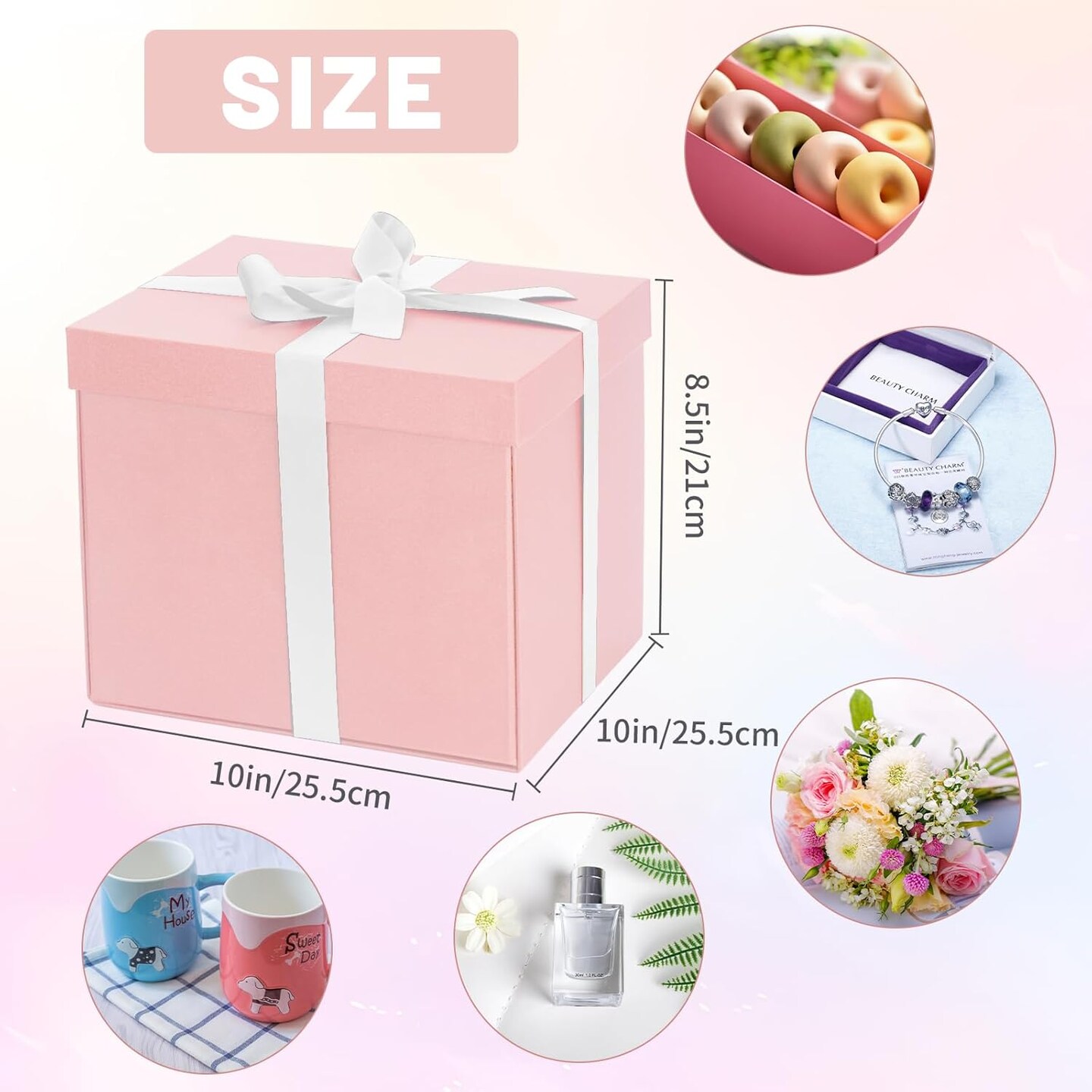 10&#x22; Gift Boxes,Pink Gift Box with Lid and Shredded Paper Fill,Present Box,Birthday gift box,Perfect For Packaging Christmas Valentine&#x27;s Day Family or Business.