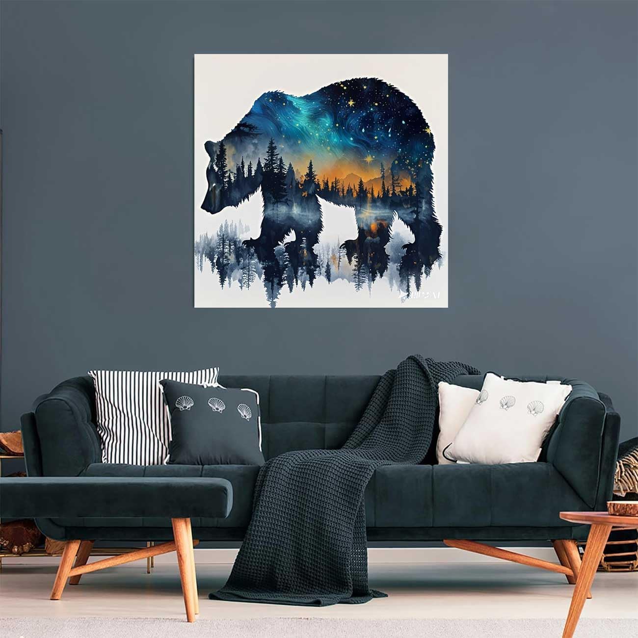 5D Diamond Painting Kit for Adults, Animal Bear Forest Scene, DIY Full Drill Diamond Art, 12x12 Inch