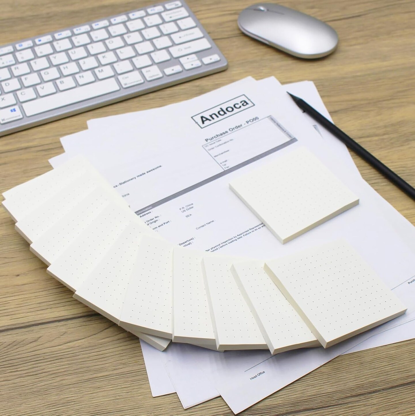 (12 Pad) Dotted Sticky Notes, Dot Grid Self-Stick Notes, Easy to Post for School, Office, Notebook, White Color Pads/Pack