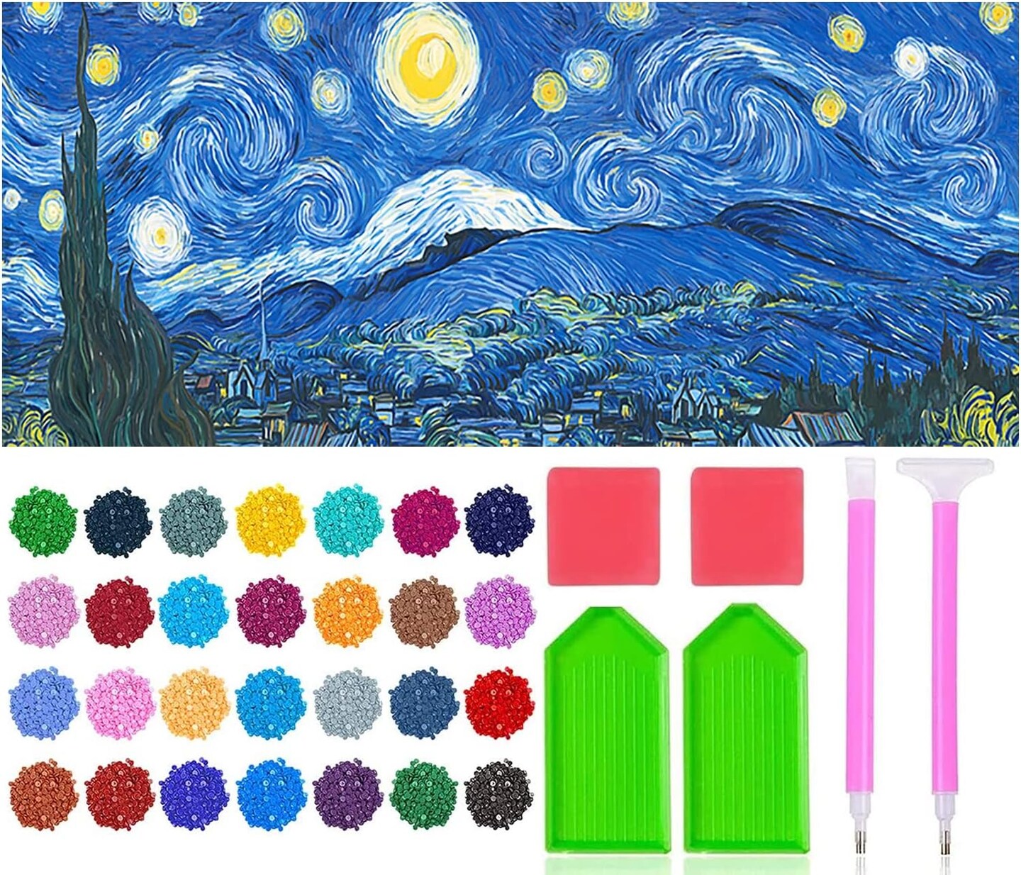 DIY 5D Full Round Diamond Painting Kits for Adults, Diamond Painting Kits Round Full Drill Diamond Art Kit Picture Craft for Home Wall Art Decor, 15.8"x33.5" (Starry Night)