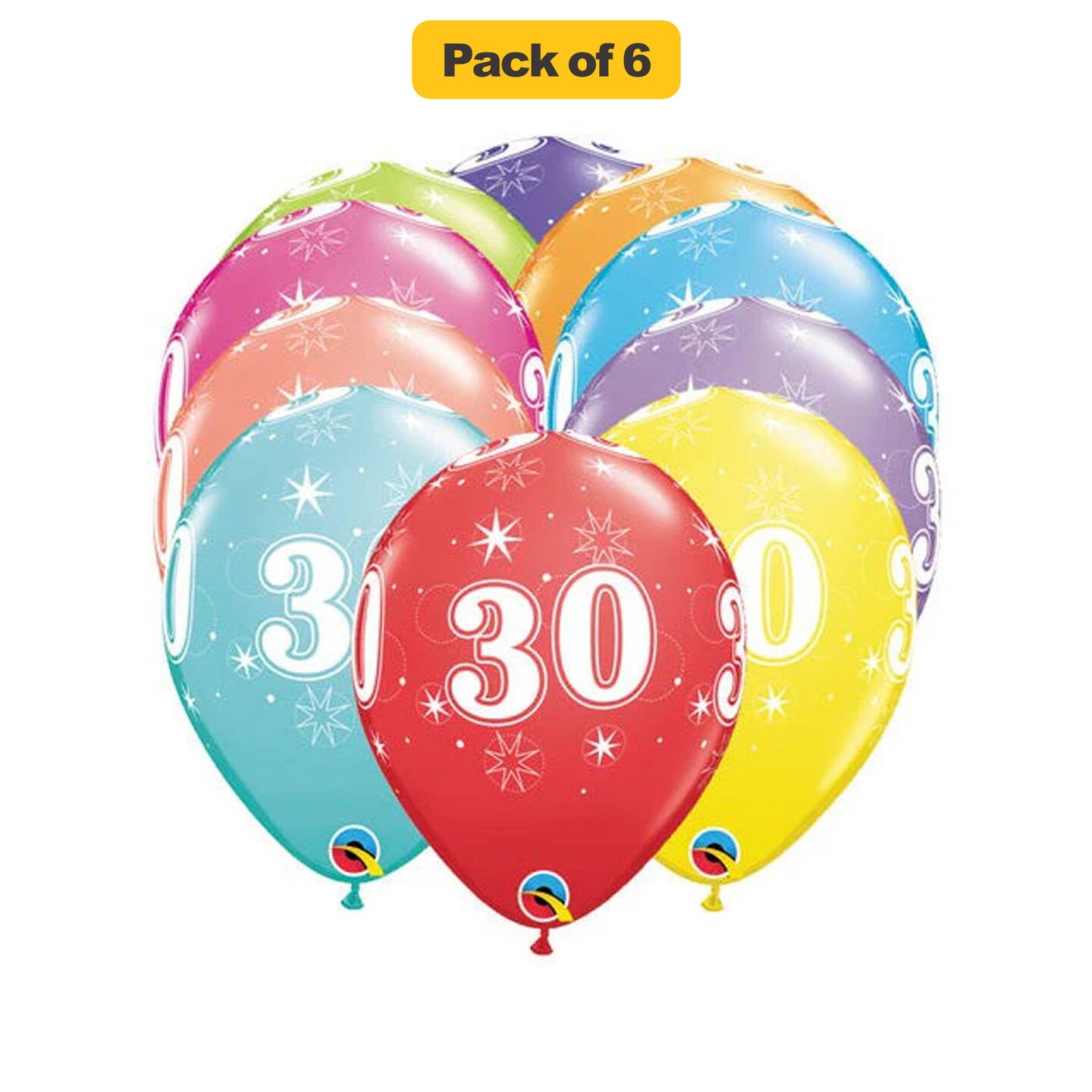 30 A Round Latex Balloons 11" 6 Pack 30th Birthday Anniversary Party Balloons
