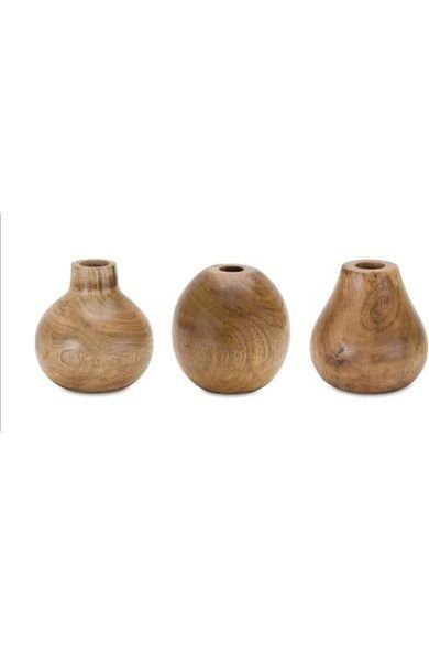 Natural Wood Bud Vase (Set of 3)