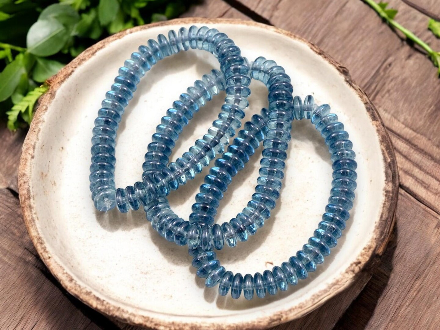 *50* 6x2mm Transparent Slate Blue Picasso Smooth Rondelle Beads