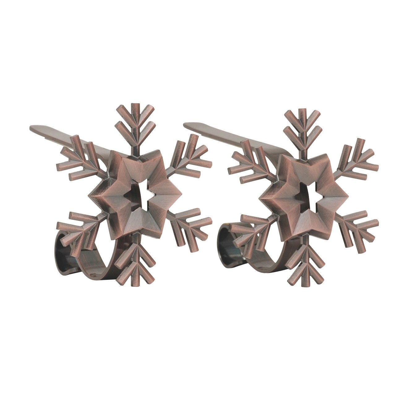 Haute Decor MantleClip Stocking Holders with Removable ZINC Alloy/Winter and Christmas Holiday Icons (2-Pack Snowflake)