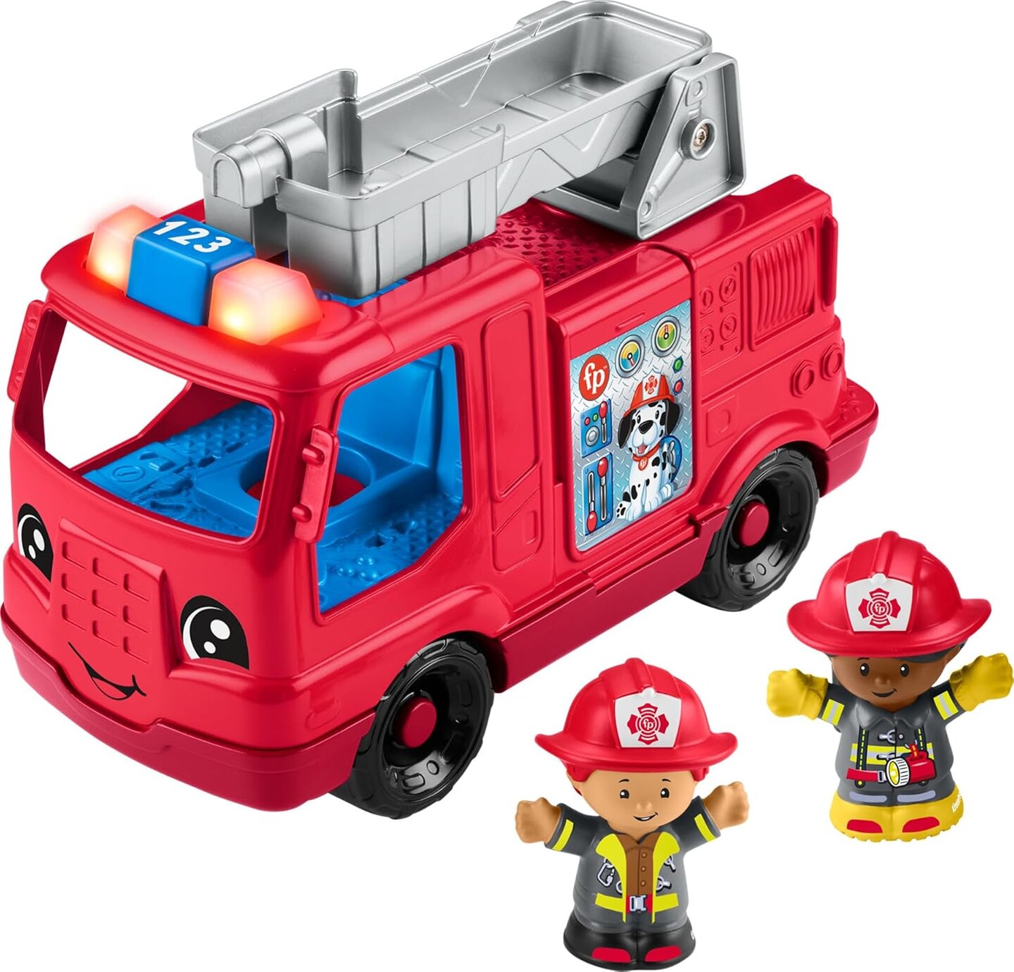 e Little People Toddler Toy Fire Truck Musical Push-Along (2 Figures,Play Ages 1+ Years)
