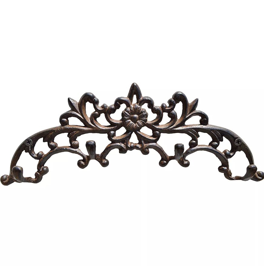 Key Holder for Wall Mount Cast Iron Key Hook Key Rack Vintage Design Screws and Anchors Small Key Hanger Metal Key Rail with 3 Key Hooks