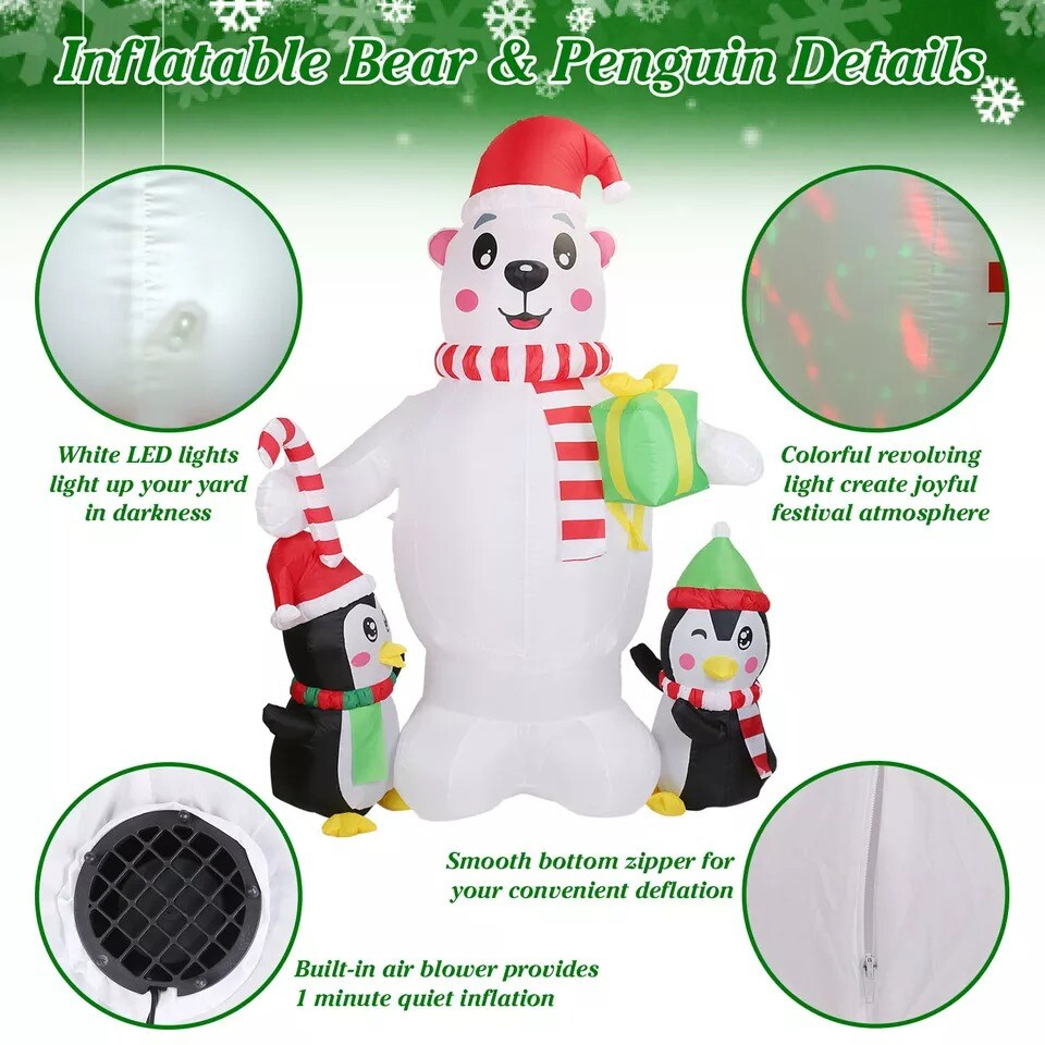 5.9FT Christmas Decoration Inflatable Snowman LED Light Up Garden Xmas