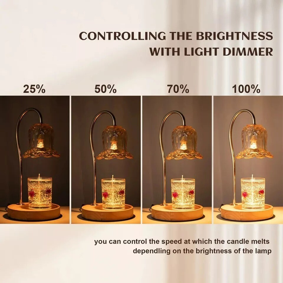 Candle Warmer Lamp with 2 Bulbs Night Light with Timer & Dimmer for Home Decor