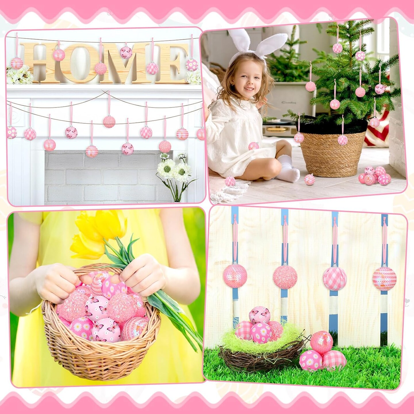 12 Pcs Spring Balls Ornaments Butterfly Ball Hanging Decorations
