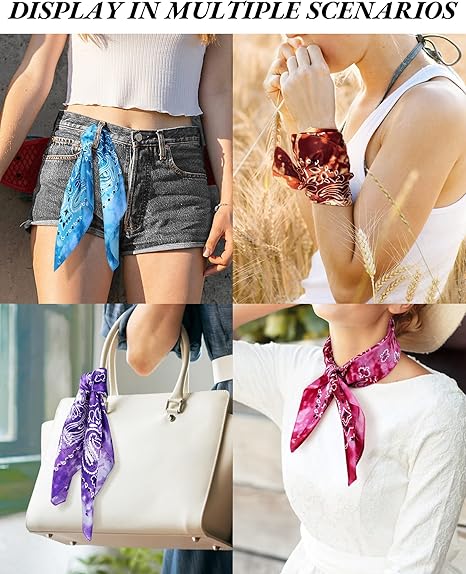 14 pieces Bandanas Paisley Print Novelty Headband Cowboy Headwraps Scarfs Hair Head Bandana for Women Men Boy Girl