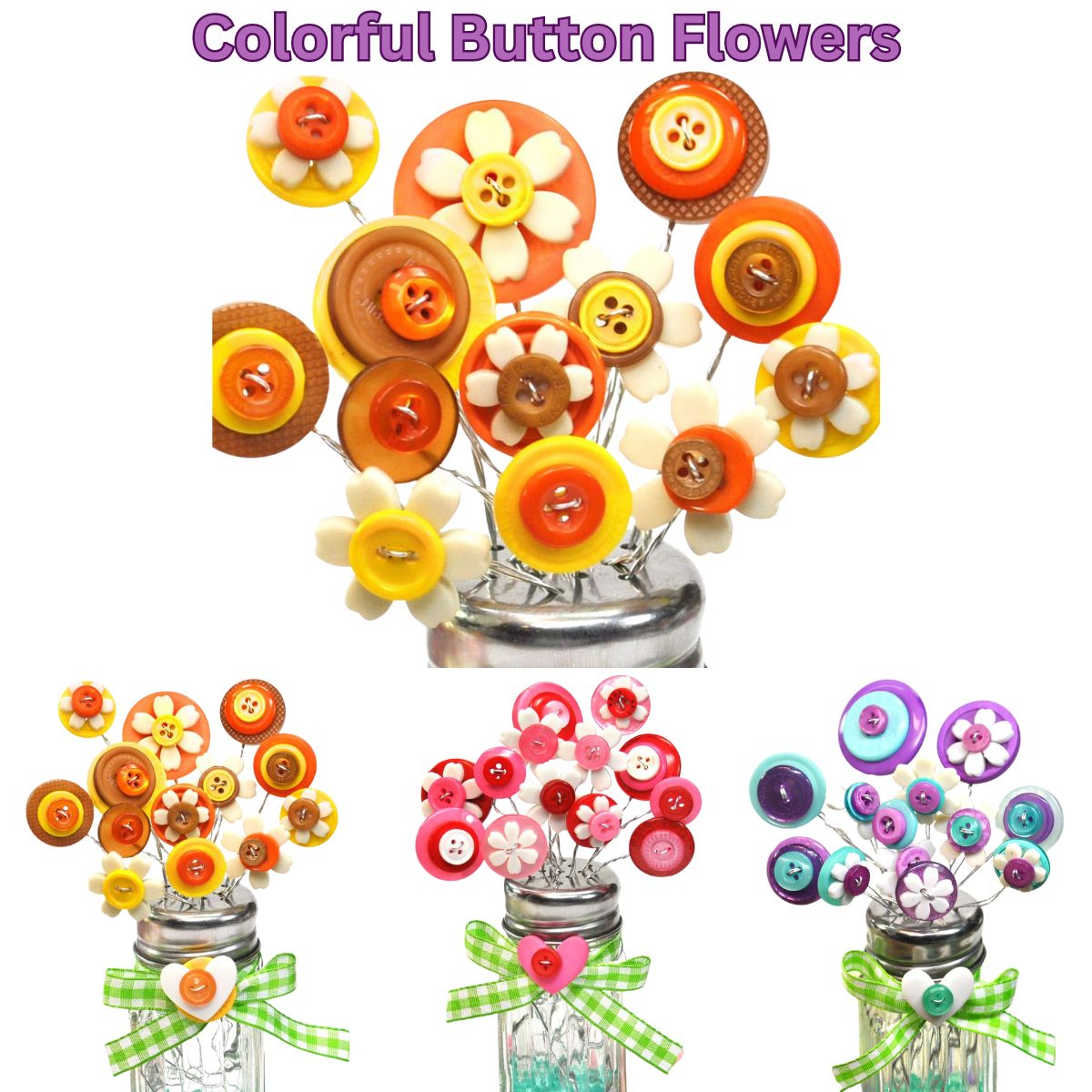75-Piece Flower Button Variety Pack – Colorful Assorted Craft Buttons in Multiple Sizes – Shank & Sew-Through Style – for DIY Crafts, Sewing, Scrapbooking & Home Decor