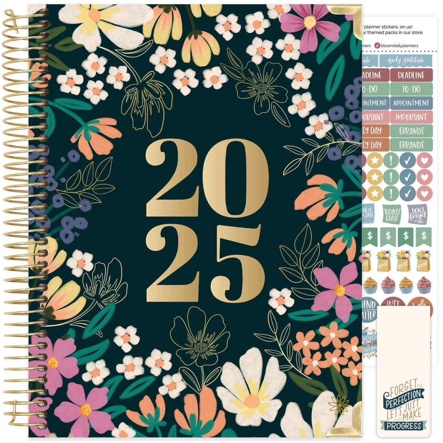 bloom daily planners 2025 Hard Cover Planner, 8.5&#x22; x 11&#x22;, Blooming Wildly