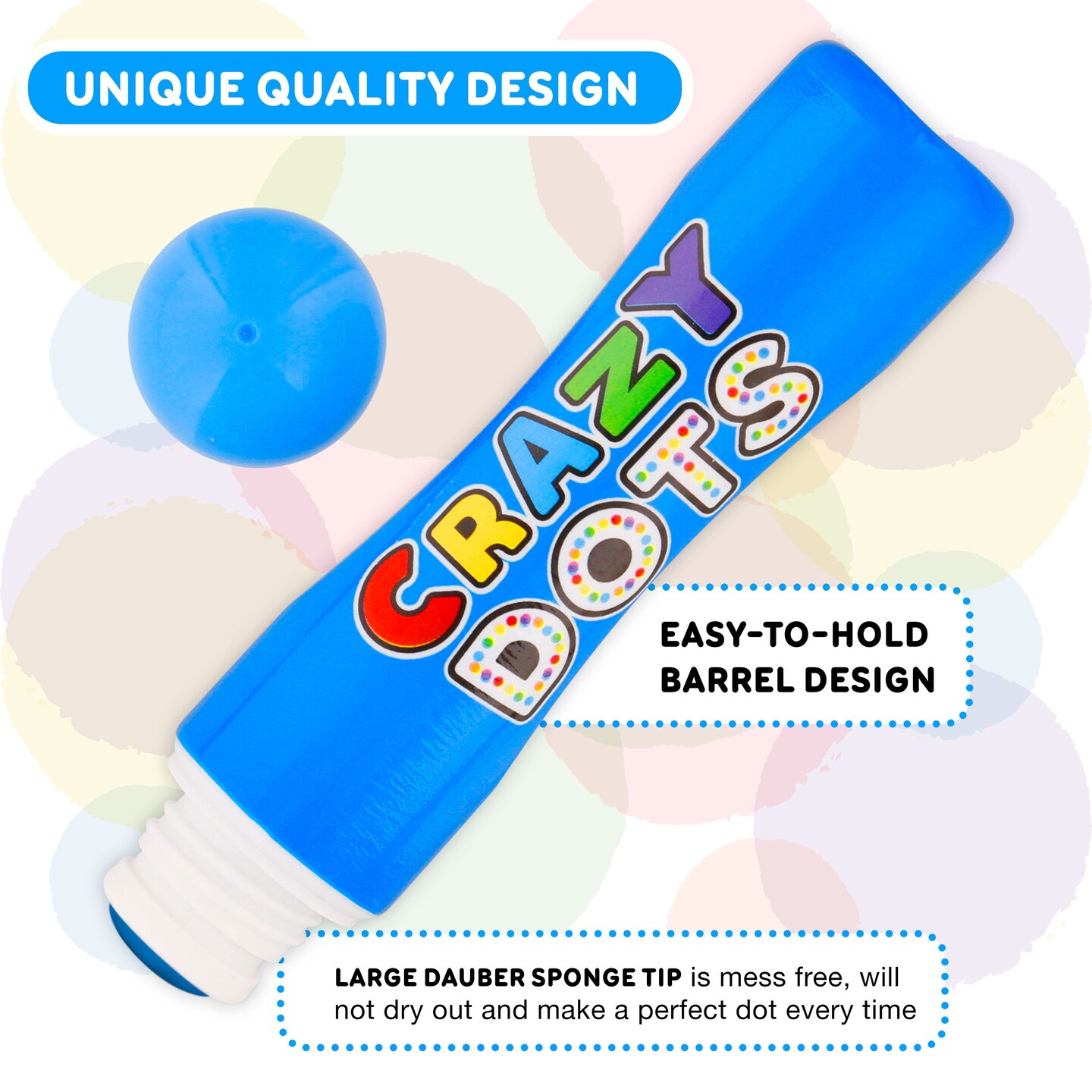 8 Color Crazy Dots Markers - Children&#x27;s Washable Easy Grip Non-Toxic Paint Marker Daubers