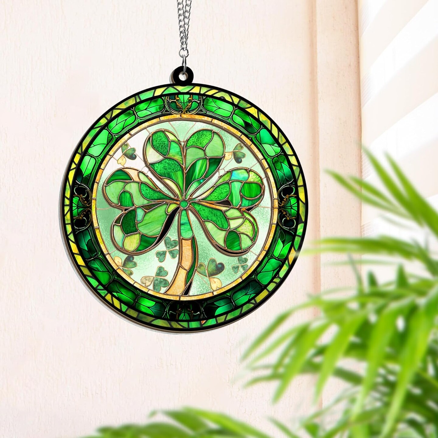 St Patricks Day Decorations - Irish Gifts for Women Men Friends Family, Shamrock Decorations, St Patricks Day Accessories - Double Layered Hanging Suncatcher
