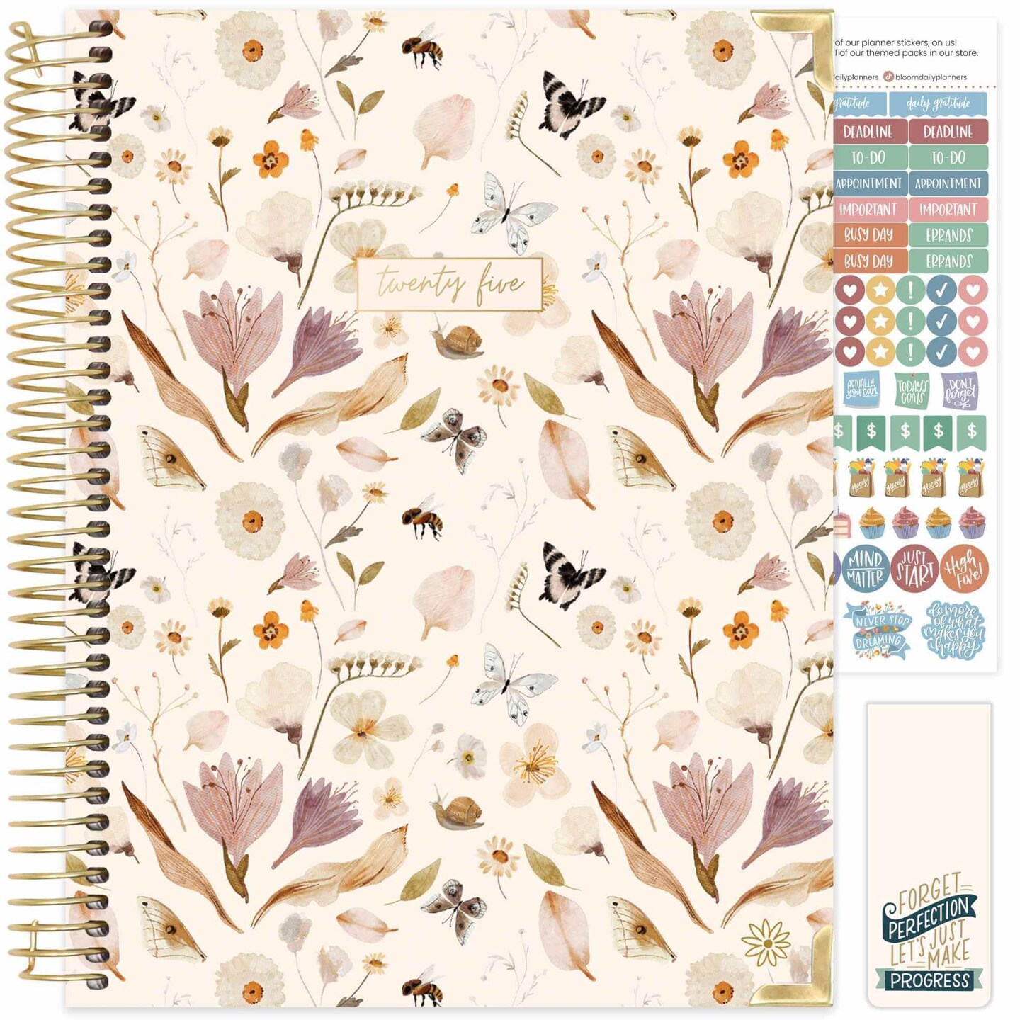 bloom daily planners 2025-26 Academic Planner, Hard Cover, 8.5&#x22; x 11&#x22;,  Butterfly Garden