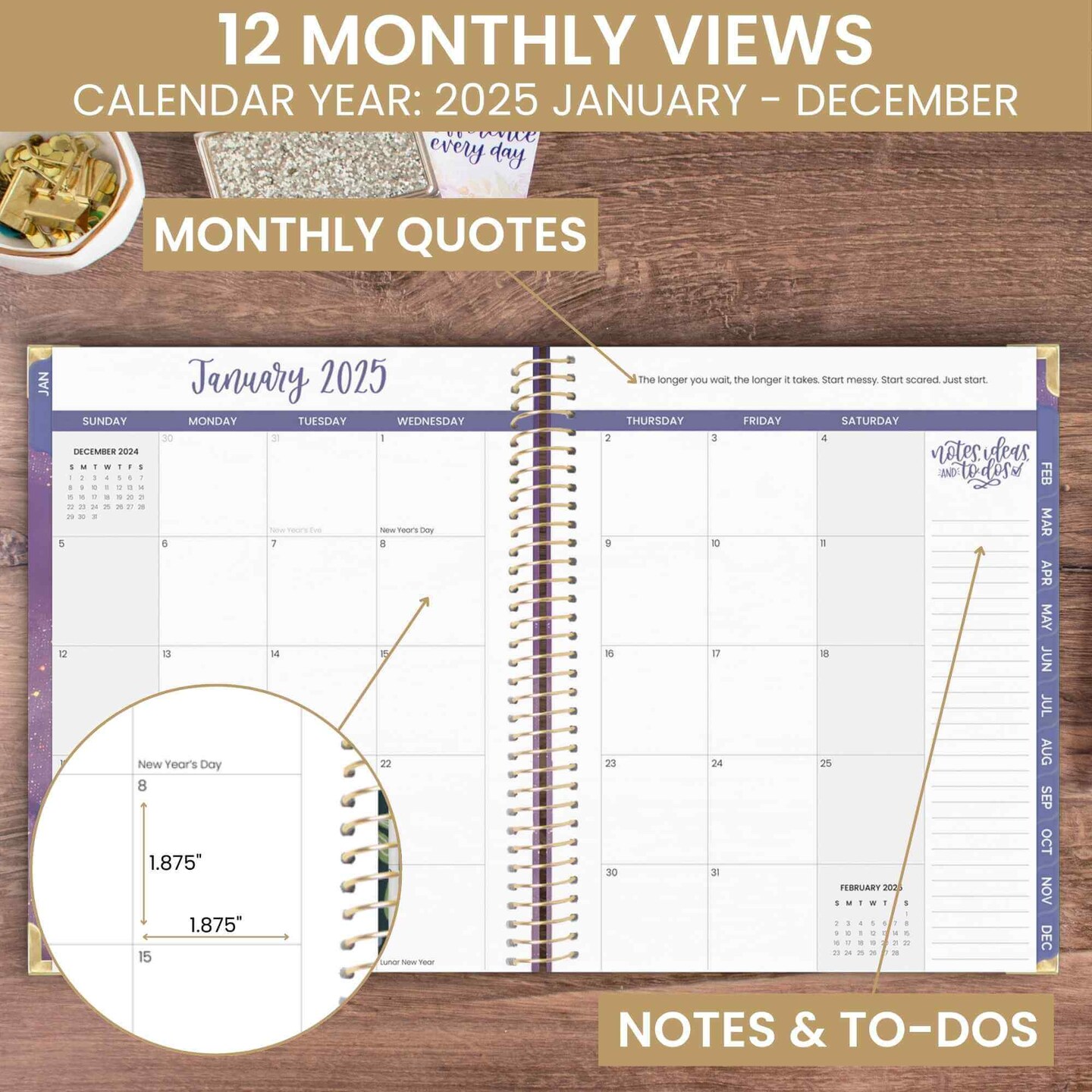 bloom daily planners 2025 Hard Cover Planner, 8.5" x 11", Good Things are Coming